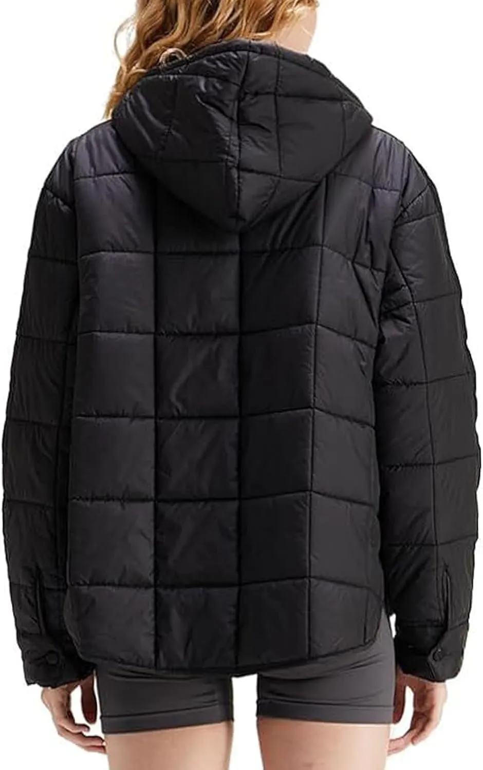 Quilted Jackets for Women Pullover Puffer Jacket Oversized Thick Hoodie Winter Warm Tops Lightweight Hooded Jackets
