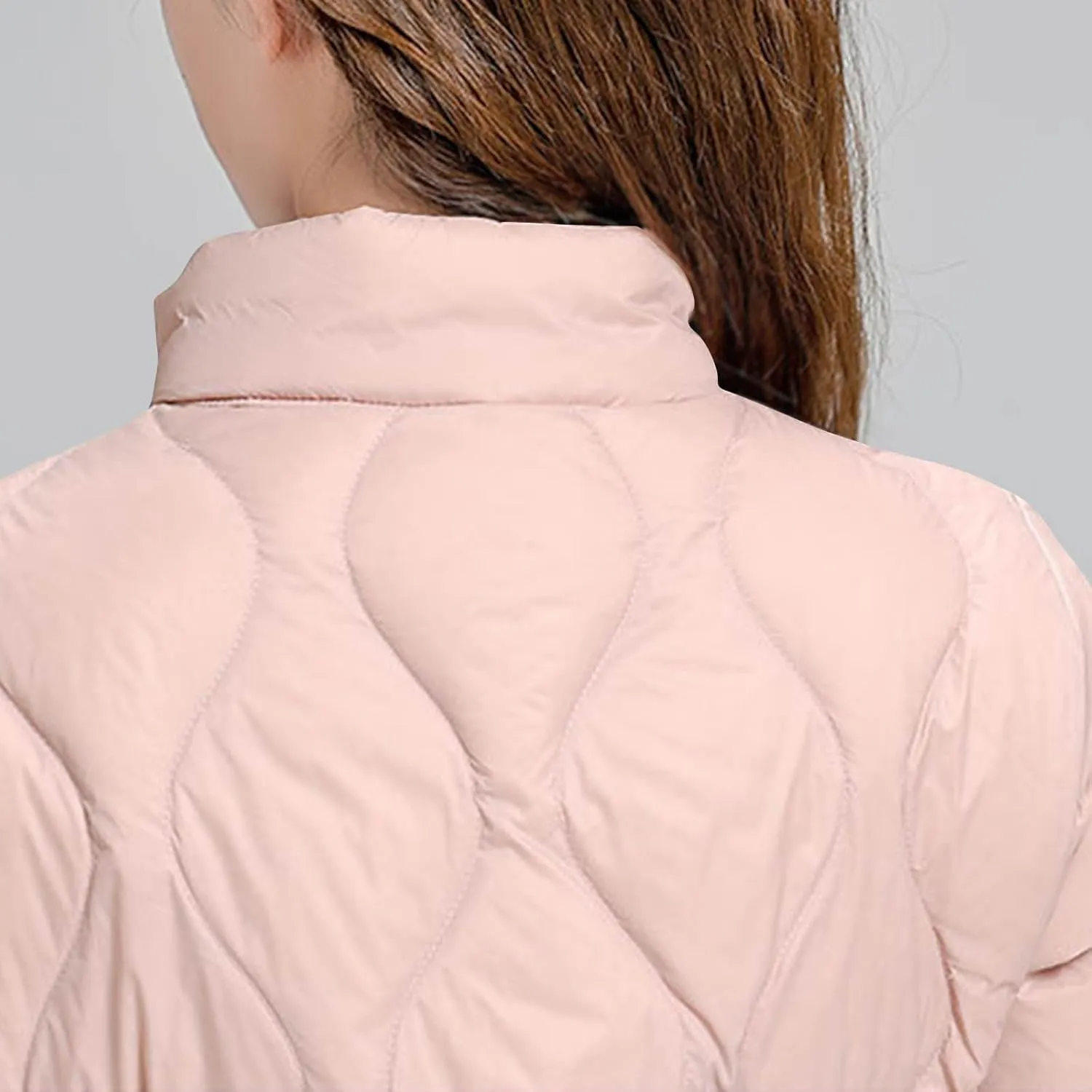 Quilted Lightweight Jackets for Women Plus Size Short Puffer Coats Stand Collar Zipper Down Jacket for Fall Winter