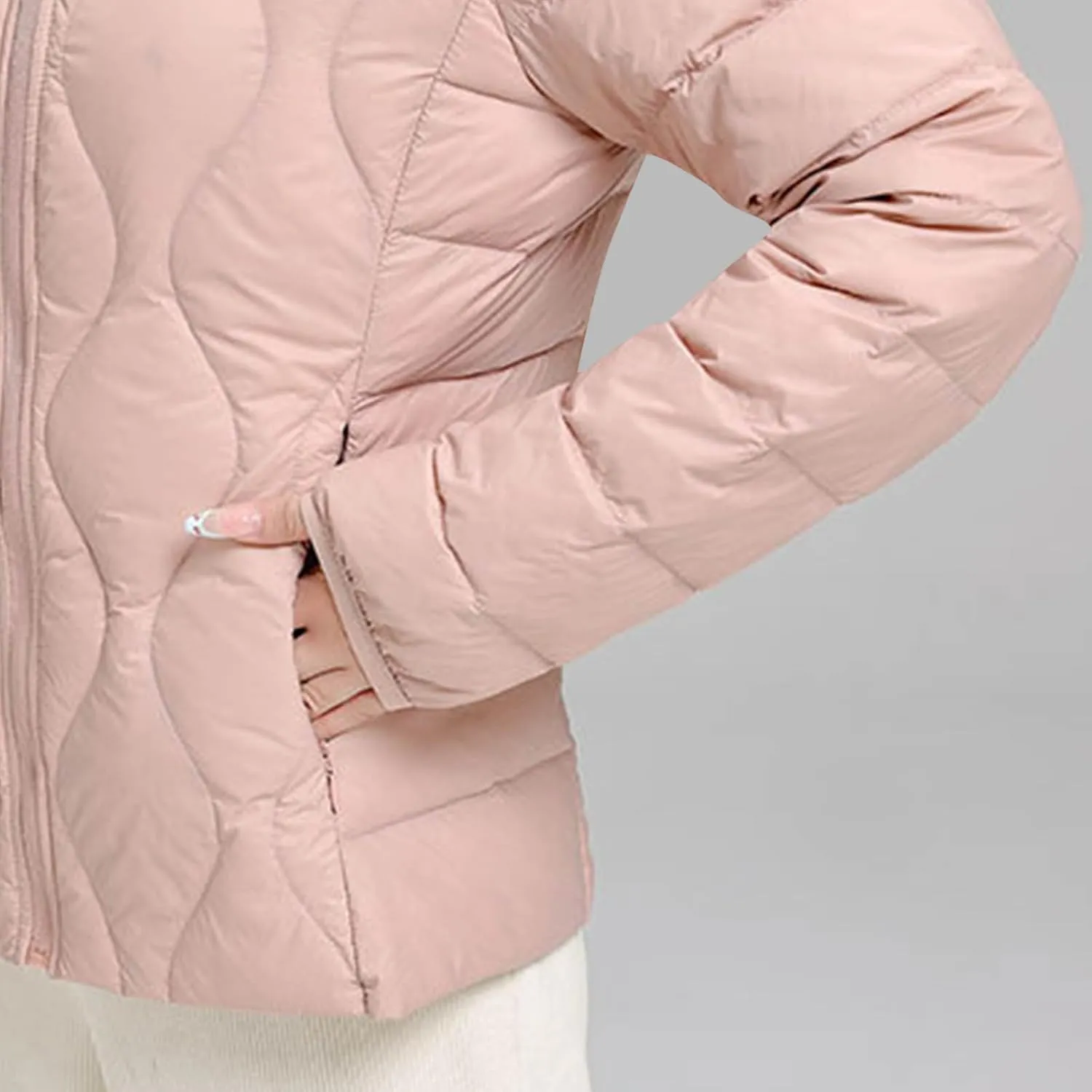 Quilted Lightweight Jackets for Women Plus Size Short Puffer Coats Stand Collar Zipper Down Jacket for Fall Winter