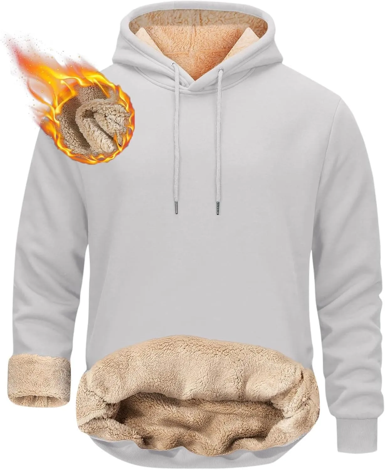 RTTUIOP Hoodies for Men Sherpa Lined Thermal Winter Sweatshirt Casual Fashion Fleece Lined Hoodie Pullover