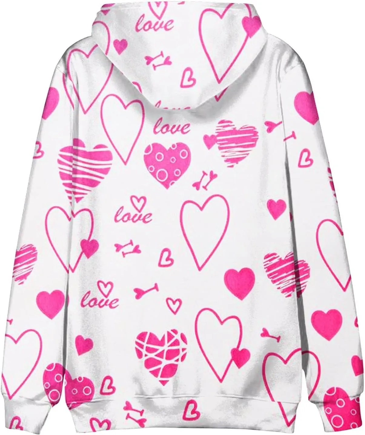 RTTUIOP Work Shirts For Men Hawaiian Long Sleeve Jacket Valentine's Day With Cap Cool Hoodie Heart Comfort With Pockets