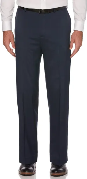 Savane Men's Flat Front Stretch Crosshatch Dress Pant