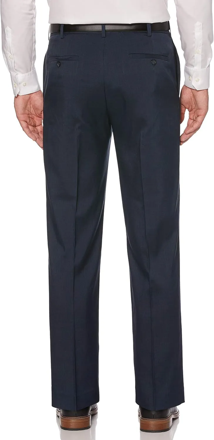 Savane Men's Flat Front Stretch Crosshatch Dress Pant