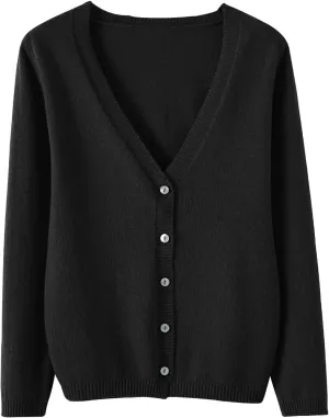 SHAOBGE Chunky Knitted Sweater Women's Spring and Autumn Leisure Loose Solid Long Sleeve V Chunky Oversized Sweaters for
