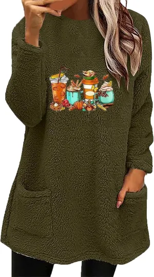 SHAOBGE Hoodies for Women Fleece Linend Warm Sweatshirt Hoodies Long Sleeve Tunic Pullover with Pockets Warm Winter Hoodies
