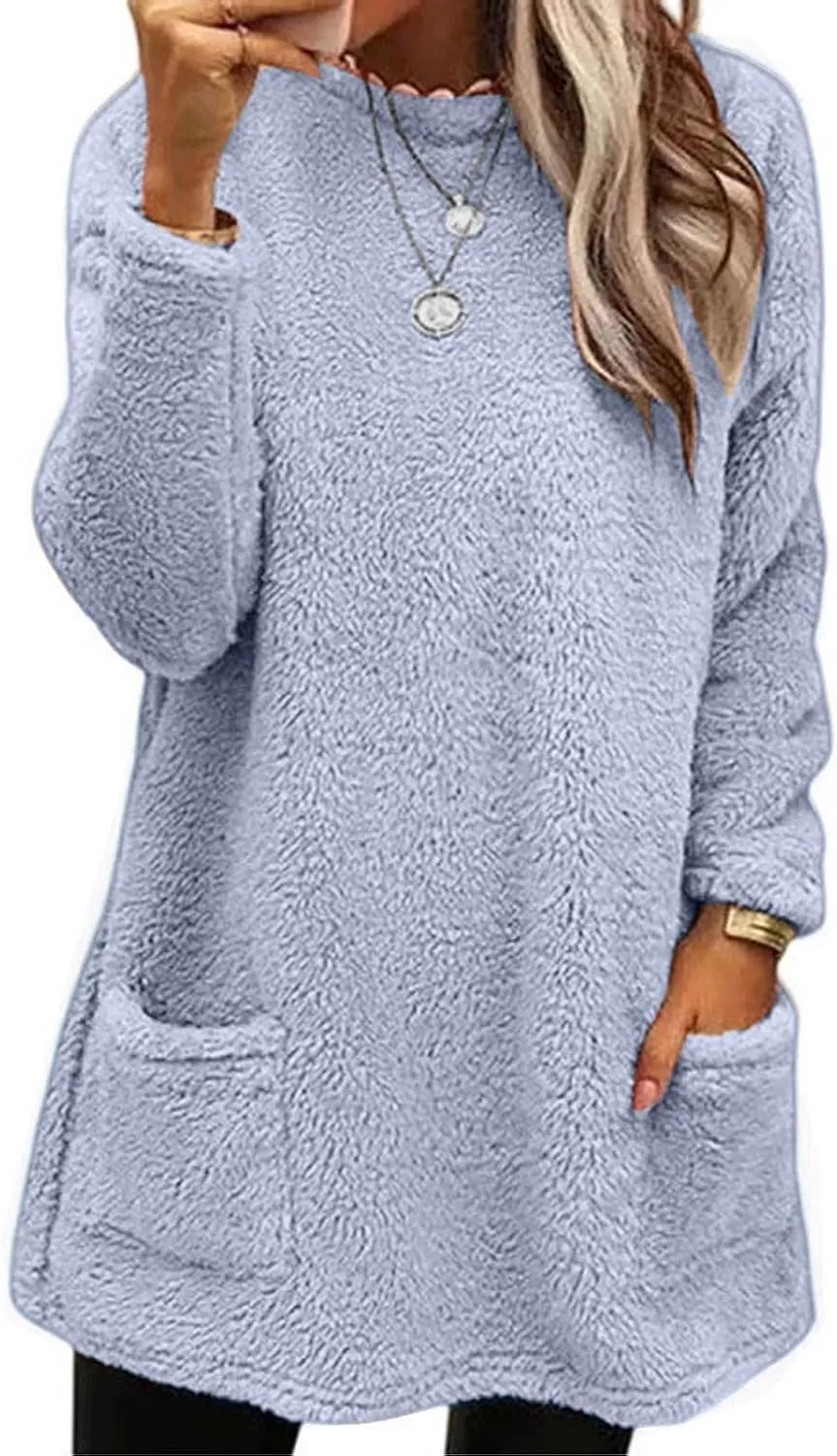 SHAOBGE Hoodies for Women Fleece Linend Warm Sweatshirt Hoodies Long Sleeve Tunic Pullover with Pockets Warm Winter Hoodies