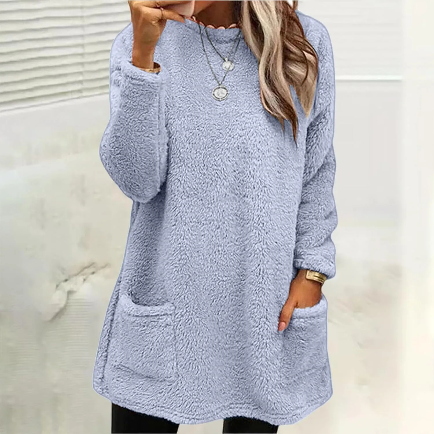 SHAOBGE Hoodies for Women Fleece Linend Warm Sweatshirt Hoodies Long Sleeve Tunic Pullover with Pockets Warm Winter Hoodies
