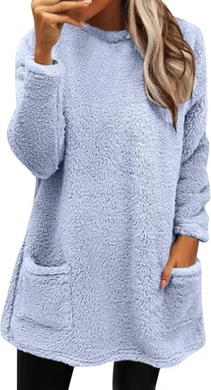 SHAOBGE Hoodies for Women Fleece Linend Warm Sweatshirt Hoodies Long Sleeve Tunic Pullover with Pockets Warm Winter Hoodies