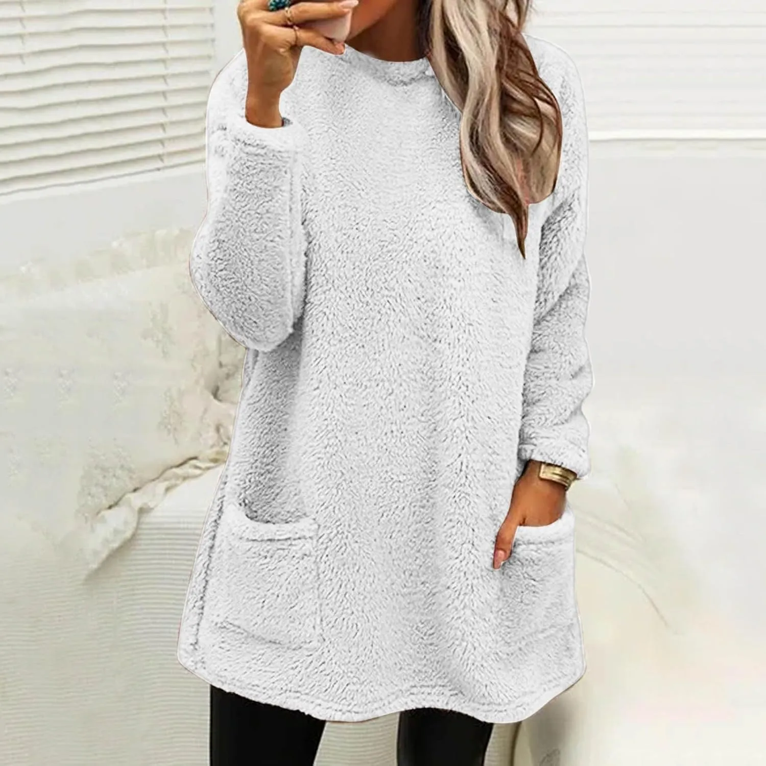 SHAOBGE Hoodies for Women Fleece Linend Warm Sweatshirt Hoodies Long Sleeve Tunic Pullover with Pockets Warm Winter Hoodies
