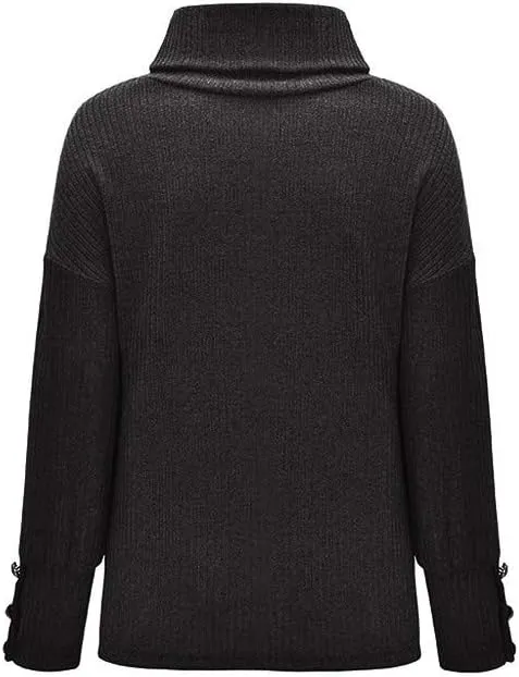 SHAOBGE Wool Trench Coat Women Tops Long Sweater Pullover Loose Women Sleeve Button Knitted plus Size Sweater Dress for