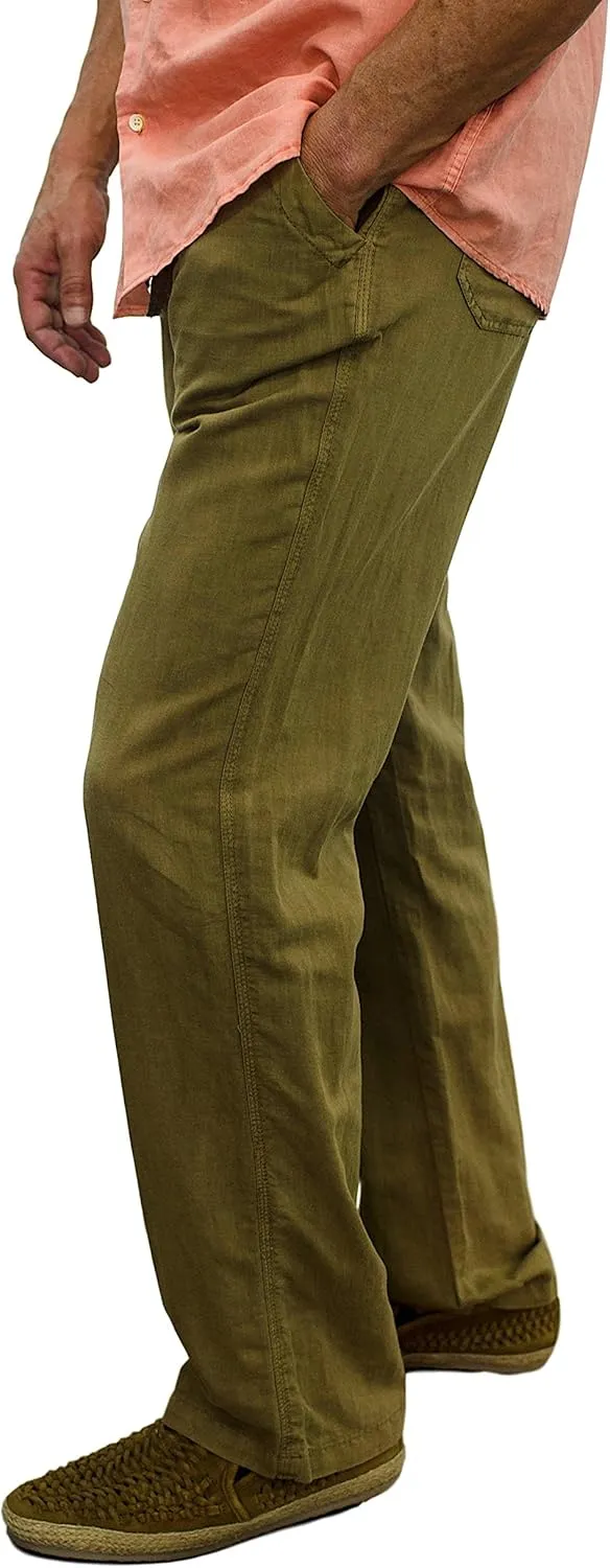short fin Men's Drawstring Linen Pants