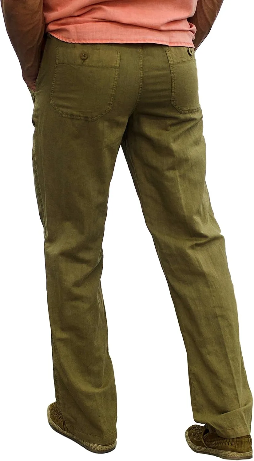 short fin Men's Drawstring Linen Pants