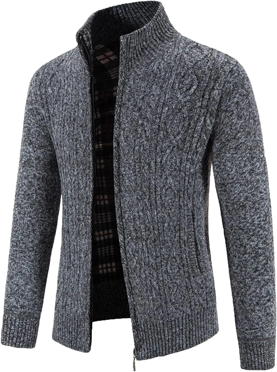Sweaters for Men,Men's Casual Slim Full Zip Thick Knitted Cardigan Sweaters Cable Knit Long-Sleeve with Pockets