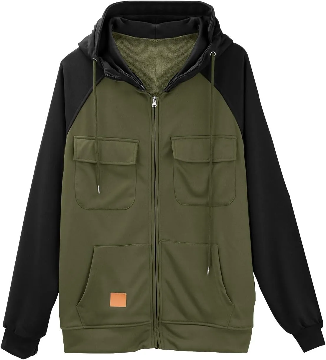 Tactical Hoodies for Men Full Zip Pullover Sweatshirts Casual Work Crewneck Sweatshirt Long Sleeve Cargo Hoodies
