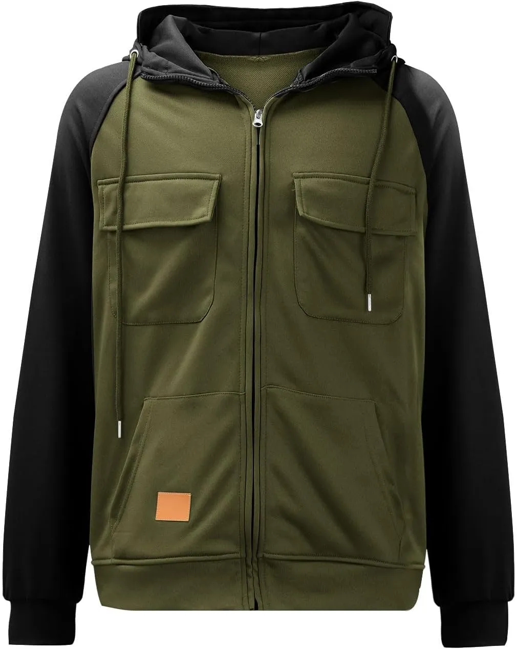 Tactical Hoodies for Men Full Zip Pullover Sweatshirts Casual Work Crewneck Sweatshirt Long Sleeve Cargo Hoodies