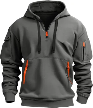 Tactical Hoodies for Men Lightweight Long Sleeve Hooded Sweatshirt 2024 Fall Quarter Zip Pullover Shirt with Pocket