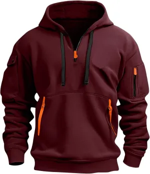 Tactical Hoodies for Men Lightweight Long Sleeve Hooded Sweatshirt 2024 Fall Quarter Zip Pullover Shirt with Pocket