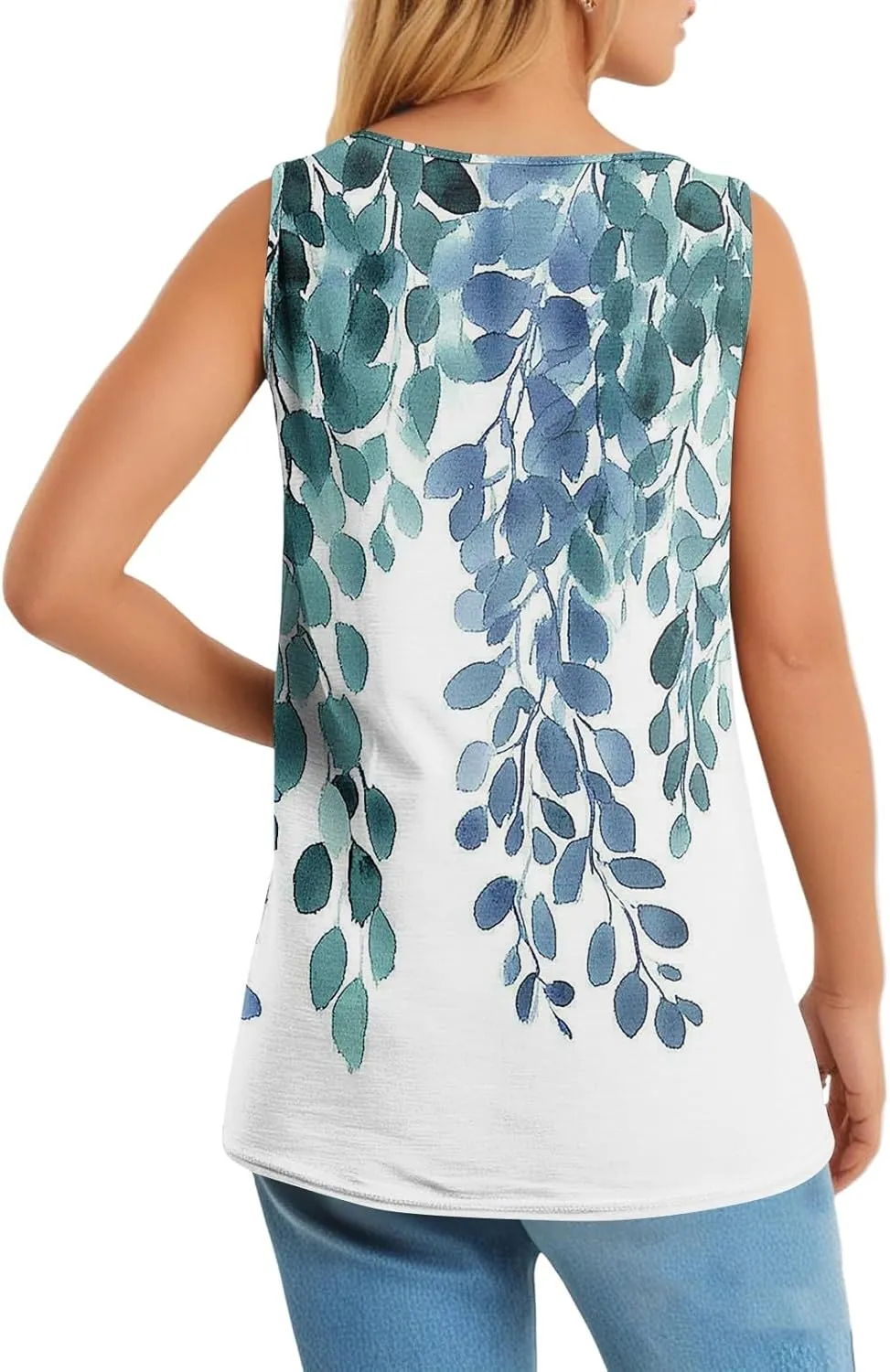 Tank Tops for Women - Loose Fit Pleated Square Neck Sleeveless Tops Curved Hem Flowy Loose Fit Shirts 2025