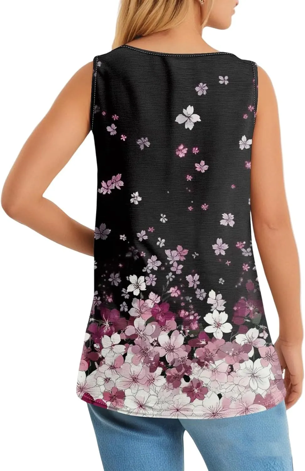 Tank Tops for Women - Loose Fit Pleated Square Neck Sleeveless Tops Curved Hem Flowy Loose Fit Shirts 2025