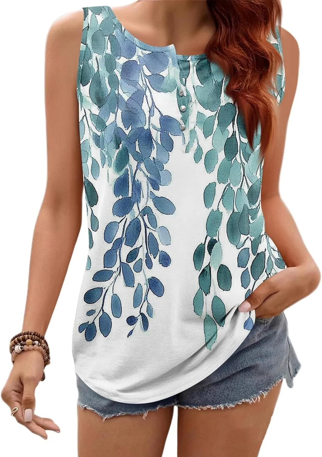 Tank Tops for Women - Loose Fit Pleated Square Neck Sleeveless Tops Curved Hem Flowy Loose Fit Shirts 2025