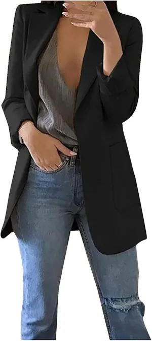 TARIENDY Office Suit Jacket for Women Ladies Open Front Casual Outfits Long Sleeve Suit Jacket Fashion Business Work Blazers