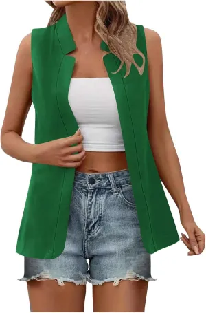 TARIENDY Sleeveless Blazers for Women Womens Fashion Going Out Blazers Sleeveless Jackets Casual Open Front Cardigan 2025