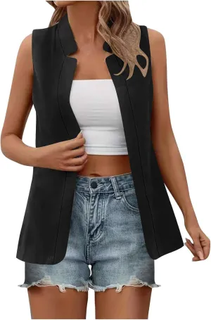 TARIENDY Sleeveless Blazers for Women Womens Fashion Going Out Blazers Sleeveless Jackets Casual Open Front Cardigan 2025