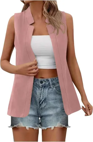 TARIENDY Sleeveless Blazers for Women Womens Fashion Going Out Blazers Sleeveless Jackets Casual Open Front Cardigan 2025