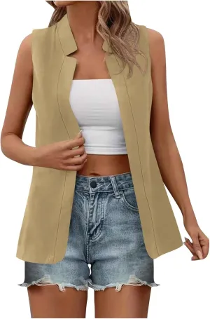 TARIENDY Sleeveless Blazers for Women Womens Fashion Going Out Blazers Sleeveless Jackets Casual Open Front Cardigan 2025