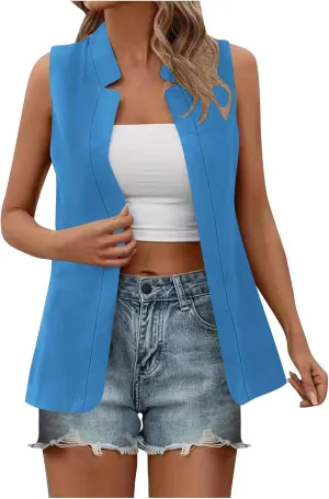 TARIENDY Sleeveless Blazers for Women Womens Fashion Going Out Blazers Sleeveless Jackets Casual Open Front Cardigan 2025
