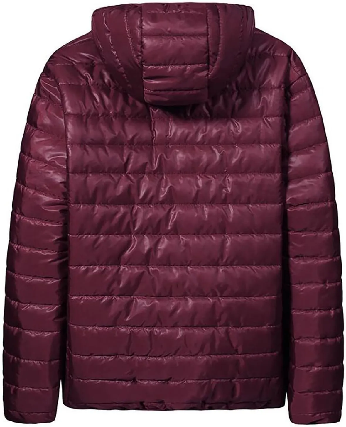 Thatrich Lightweight Puffer Jacket Men Oversized Puffy Coats Zip Up Hoodies Outdoor Hooded Jackets Winter Trendy Coat Outwear