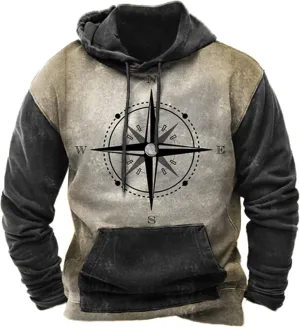 Tribal Aztec Hoodies for Men Oversized Vintage Ethnic Printed Graphic Sweatshirts Pockets Mens Tops Hooded Pullover