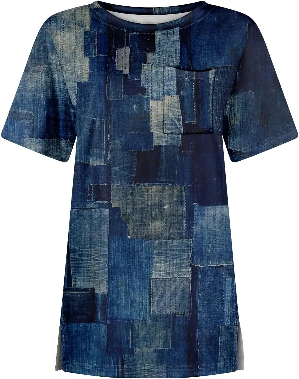 Tunic Tops for Women 2025 Summer Casual Button Up Crew Neck Shirts Short Sleeve T-Shirt Graphic Tees Blouse