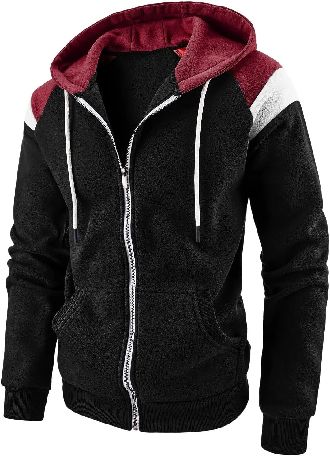 TUQIDEWU Zip Up Hoodie Men, Hoodies for Men Pullover Mens Casual Hoodies Sport Sweatshirt Color Block Jacket Coat with Pocket