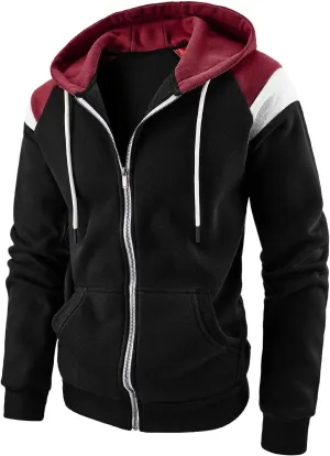 TUQIDEWU Zip Up Hoodie Men, Hoodies for Men Pullover Mens Casual Hoodies Sport Sweatshirt Color Block Jacket Coat with Pocket