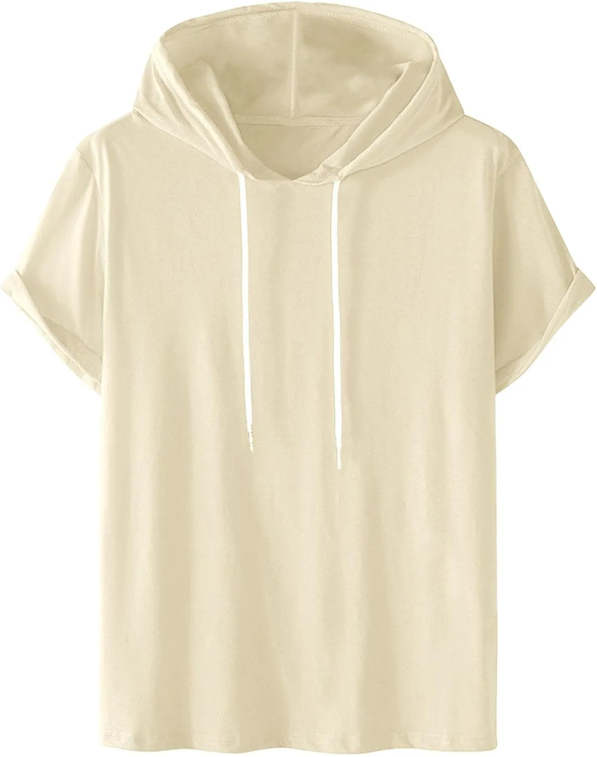 Uillui Mens Short Sleeve Hoodie Casual Cotton Hooded T-Shirts Lightweight Loose Fit Workout Sweatshirt Athletic Hoodies S-5X