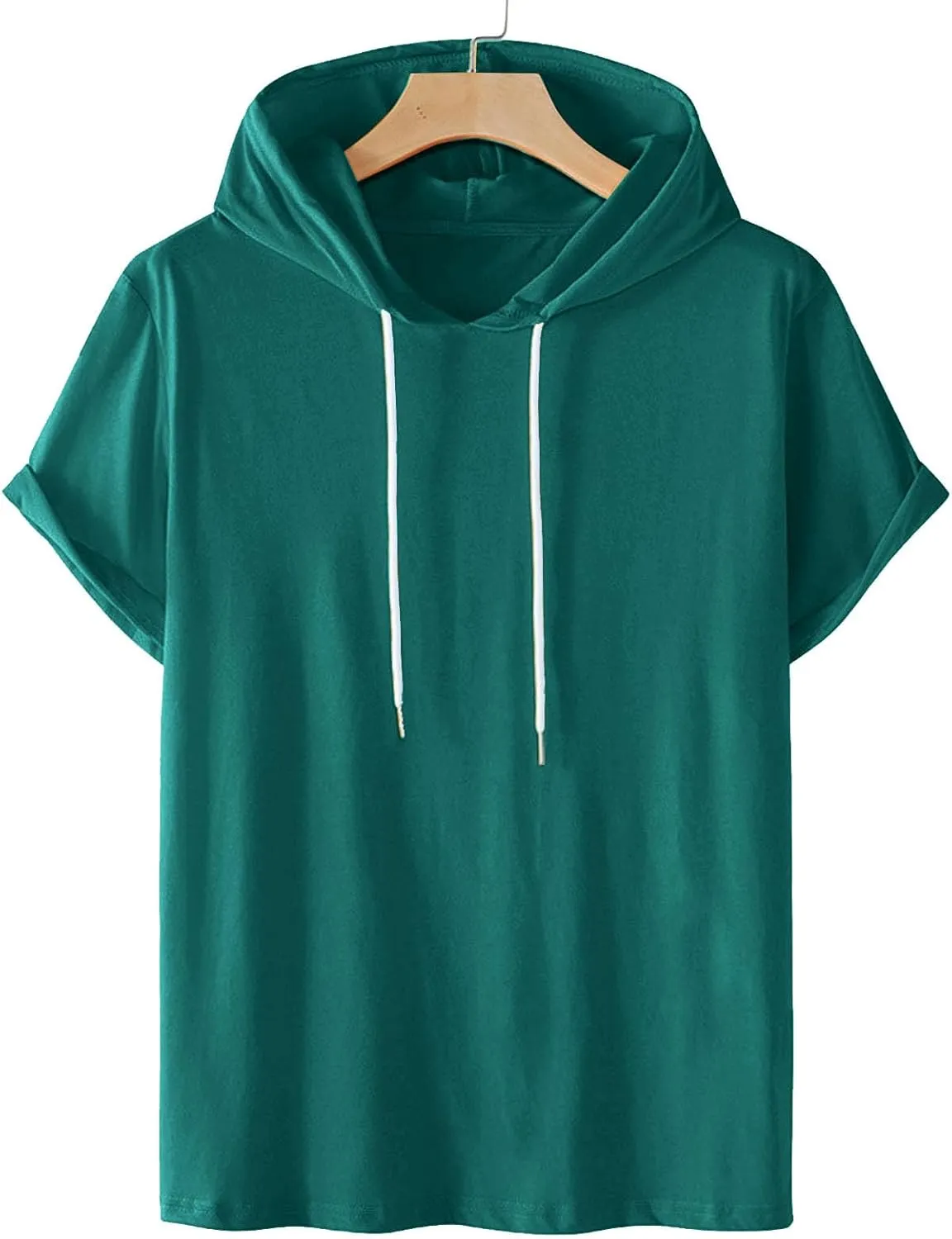 Uillui Mens Short Sleeve Hoodie Casual Cotton Hooded T-Shirts Lightweight Loose Fit Workout Sweatshirt Athletic Hoodies S-5X