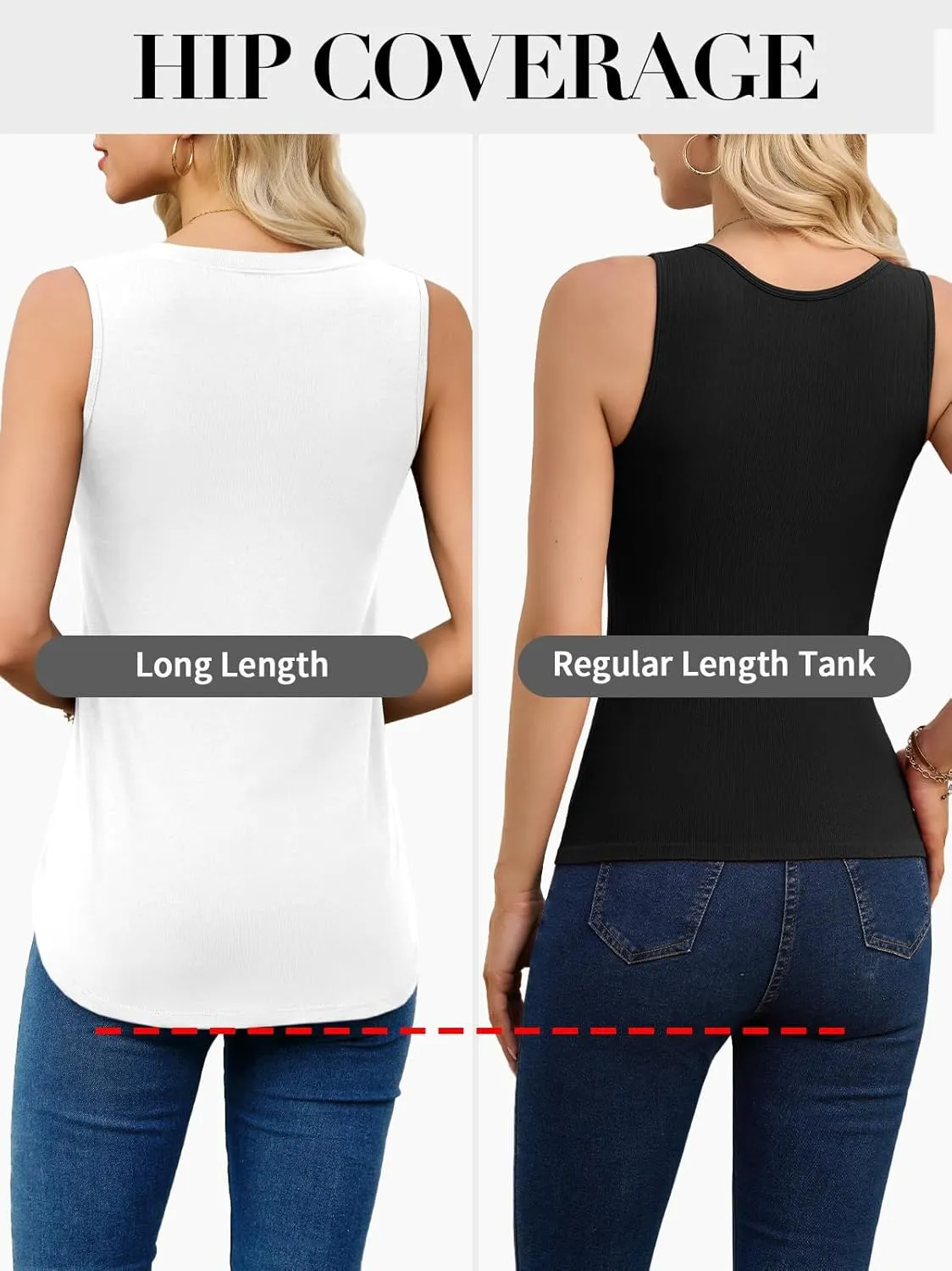 V FOR CITY Women's Long Tank Tops with Built in Bra Summer V Neck Tunic Top Loose Fit Sleeveless Shirt Side Split