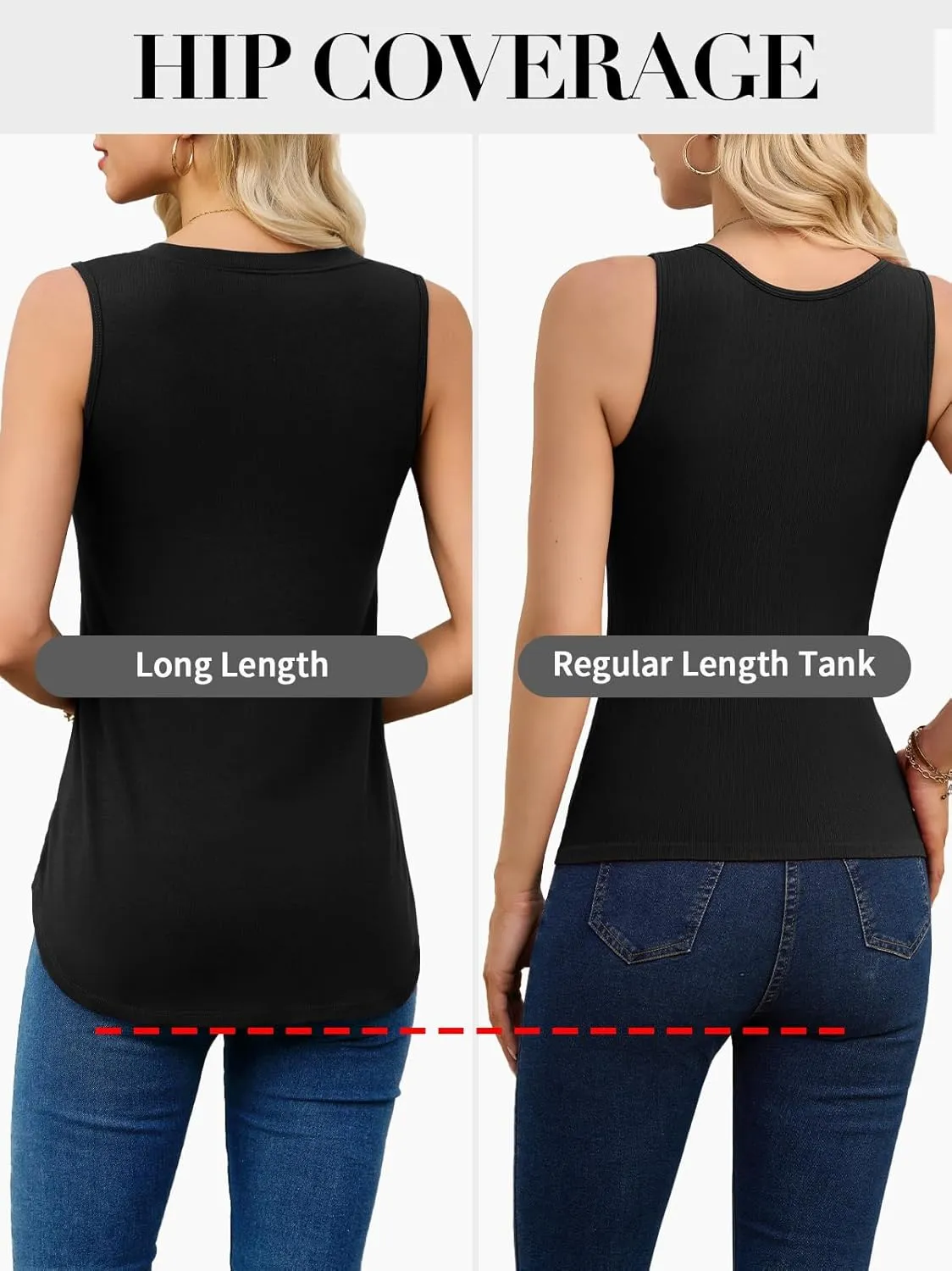 V FOR CITY Women's Long Tank Tops with Built in Bra Summer V Neck Tunic Top Loose Fit Sleeveless Shirt Side Split
