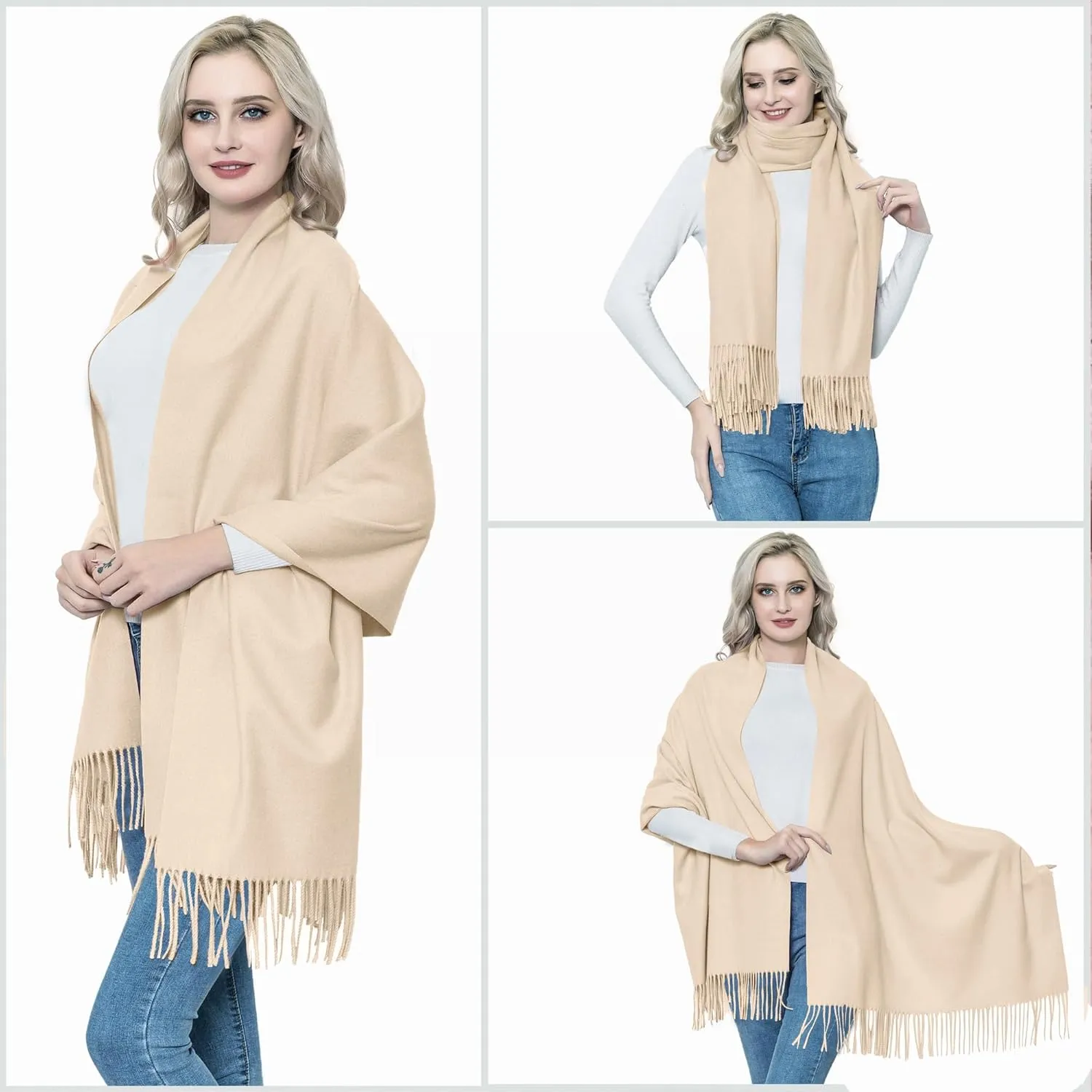vimate Cashmere Wool Shawl Scarf,Winter Thick Super Soft Pashminas Shawl Wrap Stole