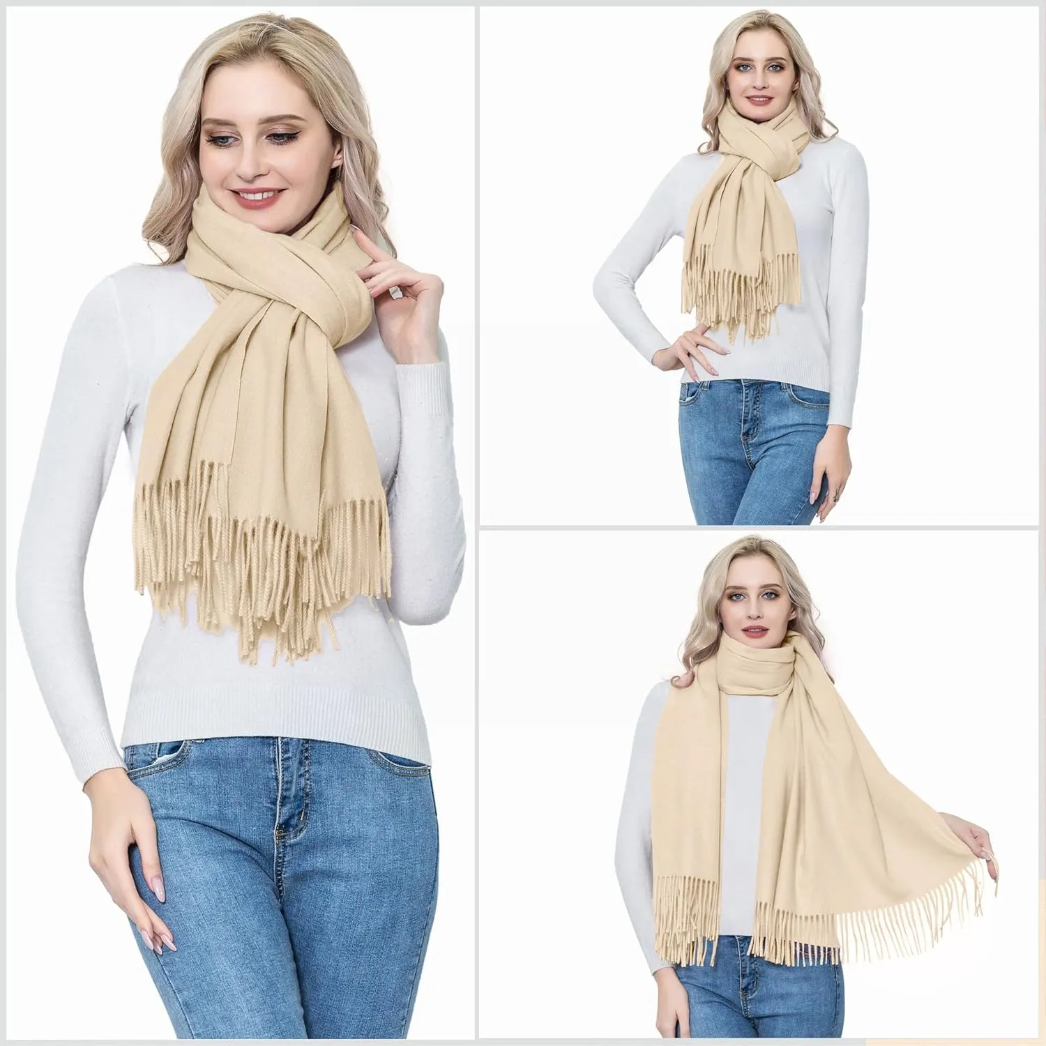 vimate Cashmere Wool Shawl Scarf,Winter Thick Super Soft Pashminas Shawl Wrap Stole