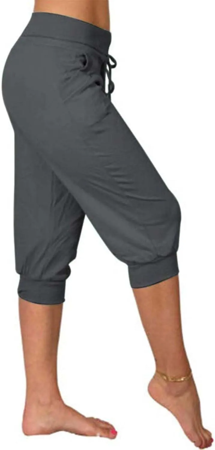 Wankang Sweatpants Capri Pants for Women Cropped Jogger Running Pants Lounge Loose Fit Drawstring Waist Trousers with Pockets