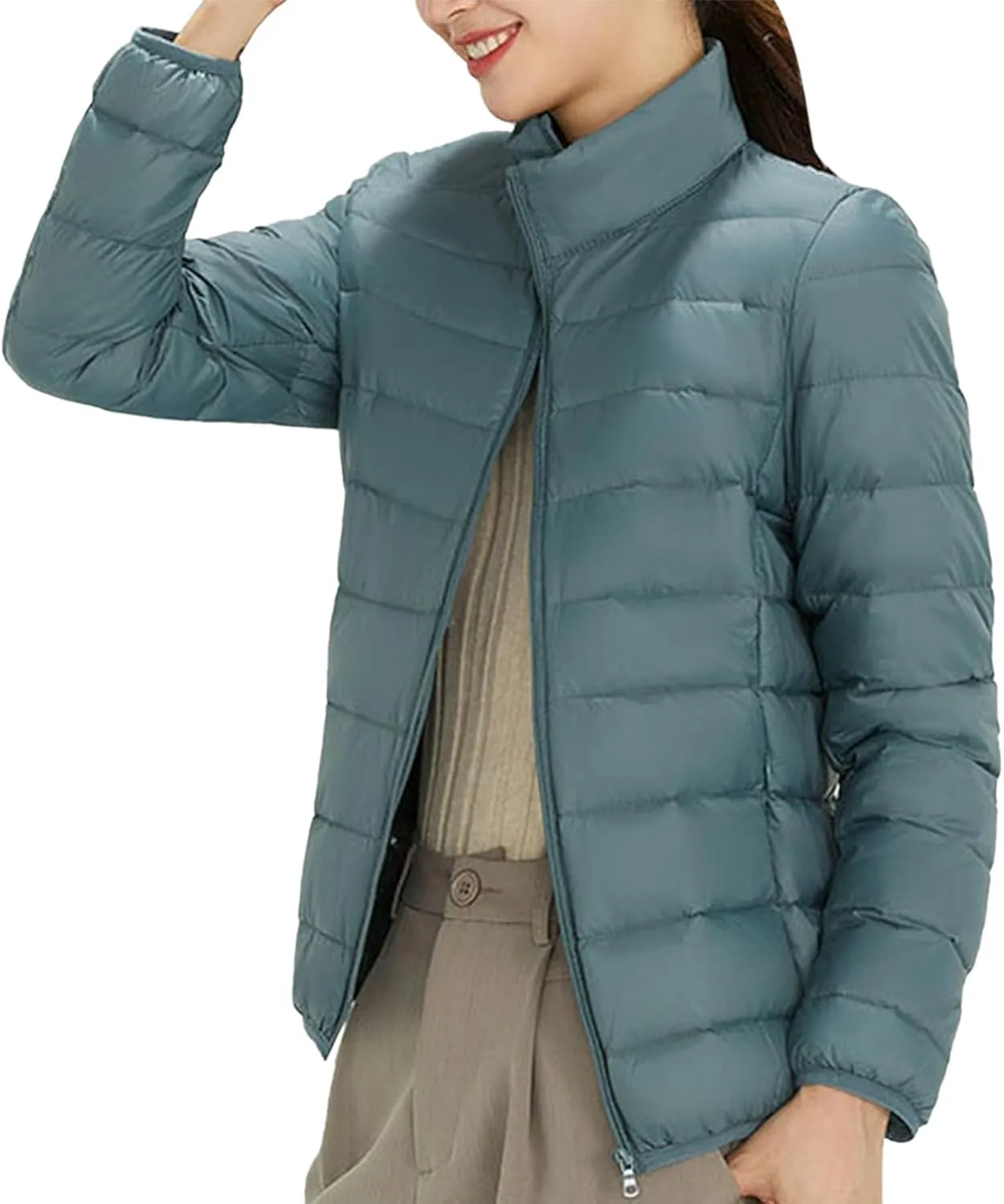 Warm Puffer Jacket Parka Hooded Windproof Winter Coat with Recycled Insulation Winter Slim Short Alternative Down