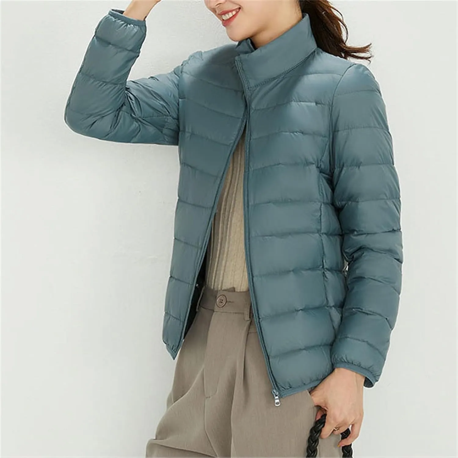 Warm Puffer Jacket Parka Hooded Windproof Winter Coat with Recycled Insulation Winter Slim Short Alternative Down
