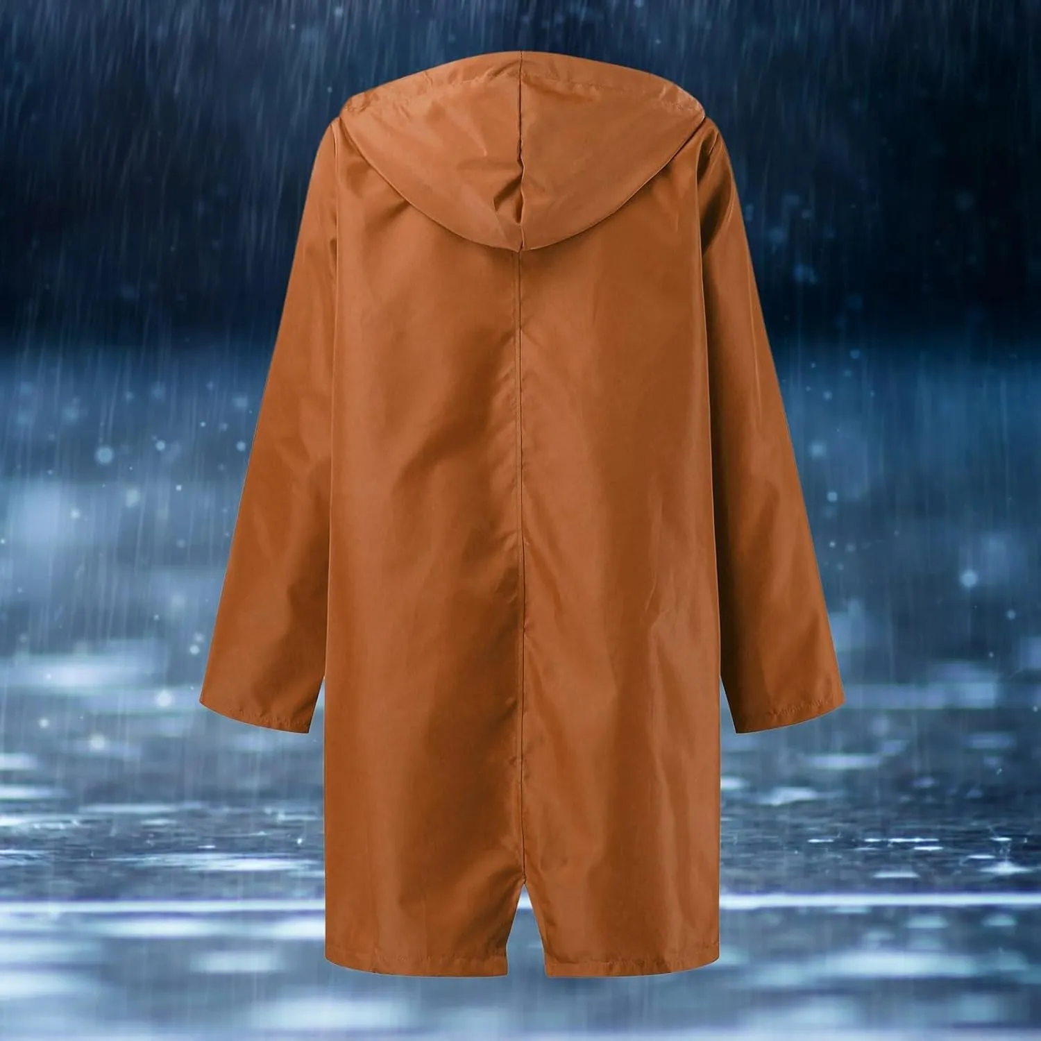 Waterproof with Hood Packable Long Hooded Trench Coats, Windbreaker Travel Jacket, Casual Sports Jackets for Women