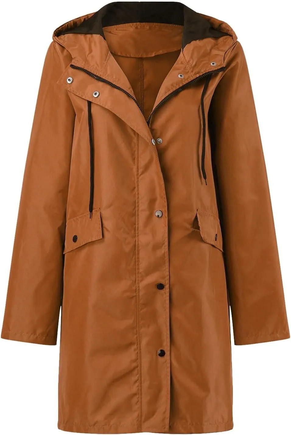 Waterproof with Hood Packable Long Hooded Trench Coats, Windbreaker Travel Jacket, Casual Sports Jackets for Women