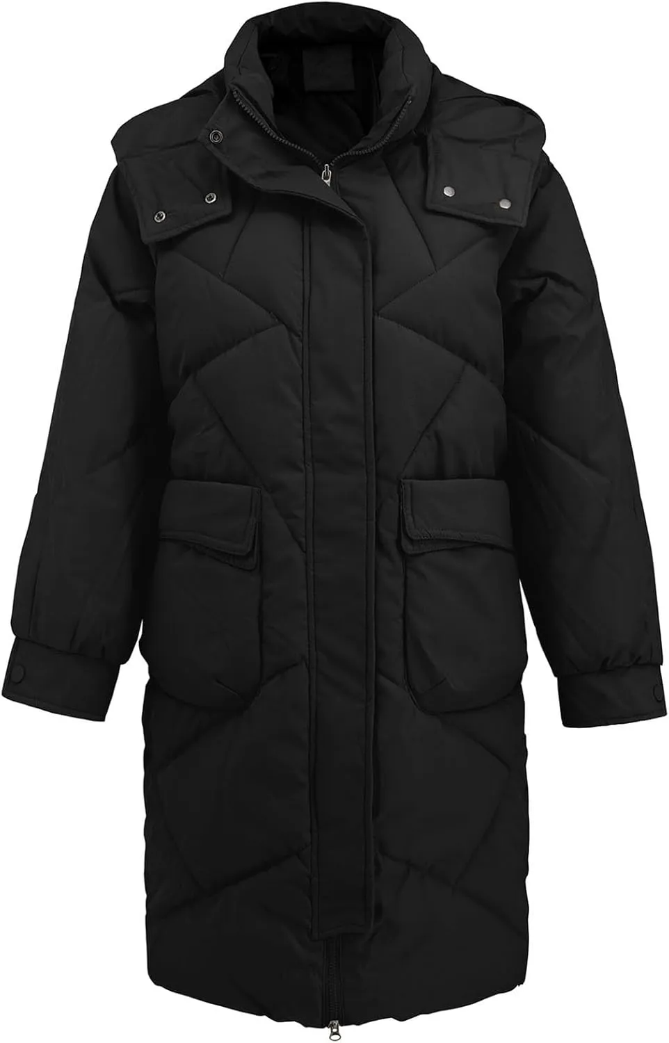 Winter Coats for Women 2024 Hooded Quilted Puffer Jackets Casual Warm Padded Coat Trendy Down Outerwear with Pockets