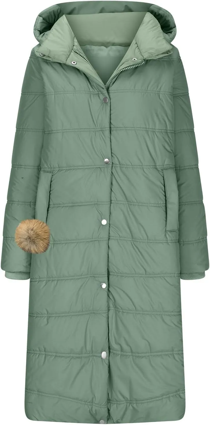 Winter Coats for Women Long Puffer Jackets Thicken Parka Warm Quilted Jacket Padded Coat Outwear with Removable Hood
