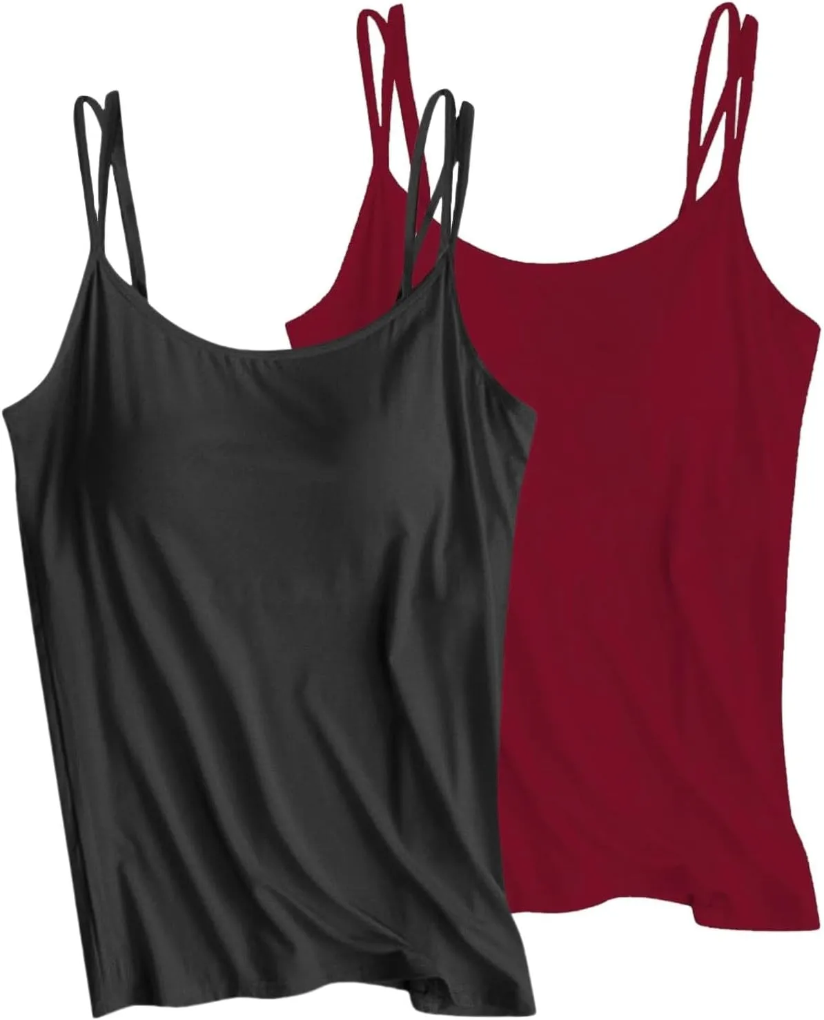 Women Camisole with Built in Bra, Womens Adjustable Spaghetti Strap Cami Tanks Basic Padded Comfy Yoga Tops