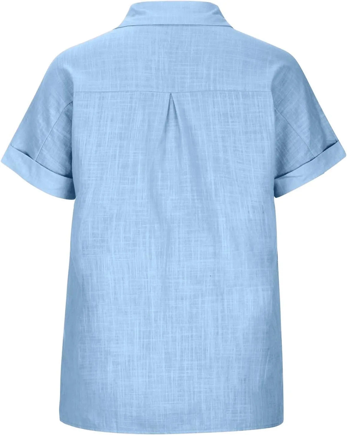 Women Cotton Linen Shirts with Pockets Casual Solid Short Sleeve Button Down Blouse Tunic Shirt Summer Tops Plus Size